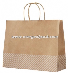 Machine Made Custom Retail Kraft Shopping Bags With Paper Twisted Handles